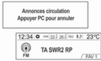 OPEL Mokka Phase 1 (2013-2016) Guide de l'infotainment - Bloquer les announces sur la circulation - 2