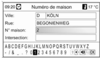 OPEL Mokka Phase 1 (2013-2016) Guide de l'infotainment - Saisie d'une adresse à l'aide de la correction orthographique - 2