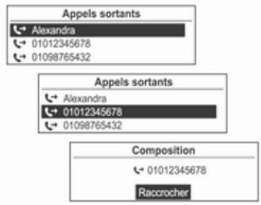 OPEL Mokka Phase 1 (2013-2016) Guide de l'infotainment - Appel au moyen du journal des appels sortants - 1