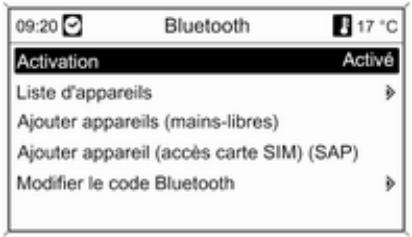 OPEL Mokka Phase 1 (2013-2016) Guide de l'infotainment - Menu Bluetooth - 1
