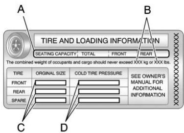 CHEVROLET Silverado (2012) - Étiquette d'information sur les pneus et le chargement - 1