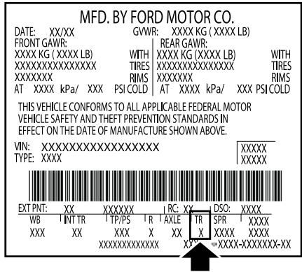 Lincoln MKS Phase 2 (2013-2016) - DÉSIGNATION DU CODE DE BOÎTE DE VITESSES - 1