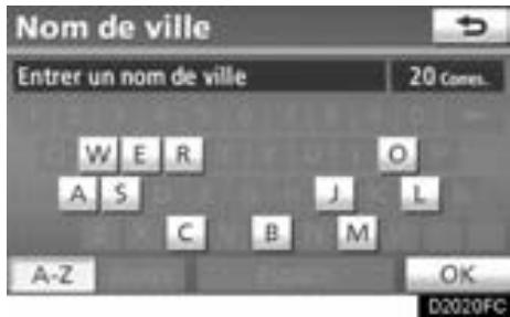 TOYOTA Venza (2010) - Saisissez le nom de la rue puis effleurez la touche "OK". - 2