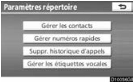 TOYOTA Venza (2010) - — Paramétrage de l'annuaire - 1