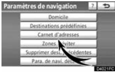 TOYOTA Venza (2010) - — Définition du "Carnet d'adresses" - 1