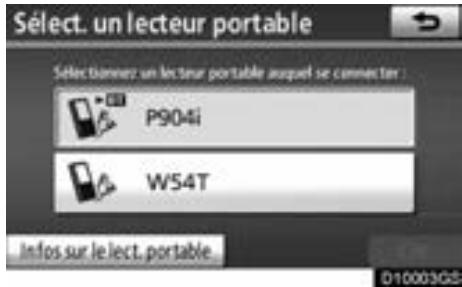 TOYOTA Venza (2010) - Effleurez la touche "Sélect. un lecteur portable" de l'écran "Paramètres audio". - 1