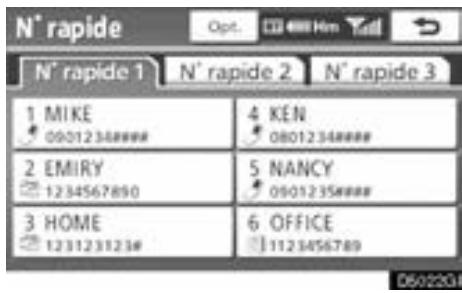 TOYOTA Venza (2010) - Effleurez la touche "Numeros rapides". - 1