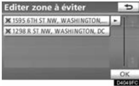 TOYOTA Venza (2010) - Modification des zones à éviter - 2