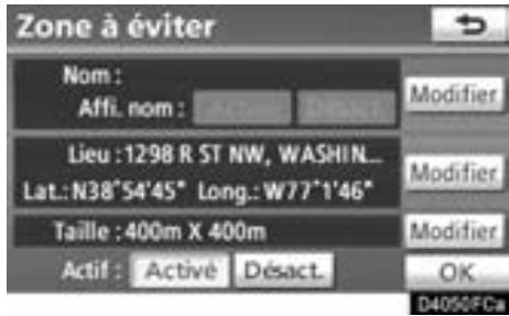TOYOTA Venza (2010) - Modification des zones à éviter - 3