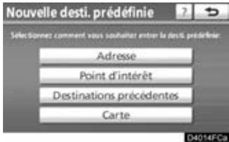 TOYOTA Venza (2010) - — Définition des “Destinations prédéfines” - 4