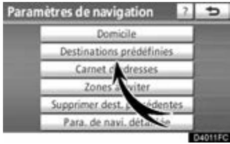 TOYOTA Venza (2010) - — Définition des “Destinations prédéfines” - 1
