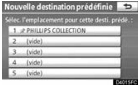 TOYOTA Venza (2010) - — Définition des “Destinations prédéfines” - 5