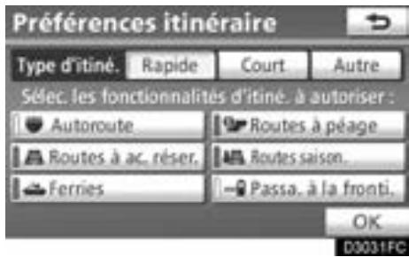 TOYOTA Venza (2010) - Pour selectionner le type d'itinéraire - 3
