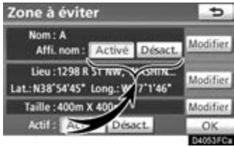 TOYOTA Venza (2010) - AFFICHAGE DU NOM DES ZONES À ÉVITER - 1