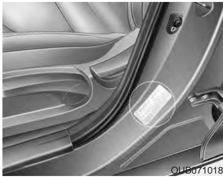 KIA Rio (2014) - Pression à froid recommandée pour les pneus - 1