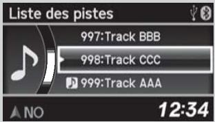 Acura RDX (2013-2016) - Choisir un fichier dans un dossier à l'aide du bouton sélecteur (MP3/WMA) - 3