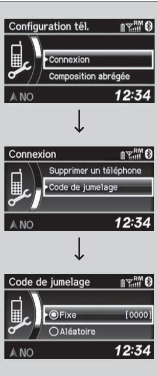 Acura RDX (2013-2016) - Pour jumeler un téléphone cellulaire (lorsqu'un téléphone est déjà jumelé au système) - 2