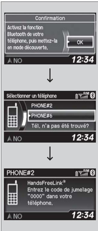 Acura RDX (2013-2016) - Pour jumeler un téléphone cellulaire (lorsqu'un téléphone est déjà jumelé au système) - 1