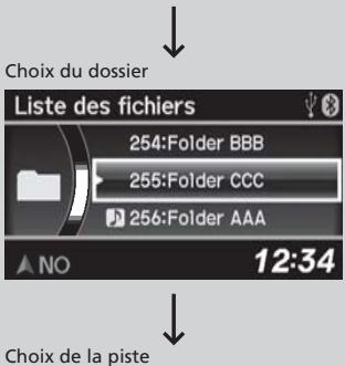 Acura RDX (2013-2016) - Choisir un fichier dans un dossier à l'aide du bouton sélecteur (MP3/WMA) - 2