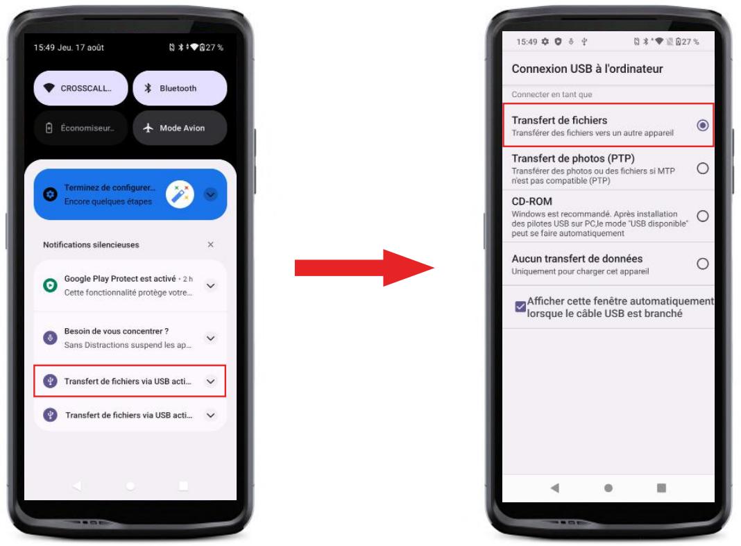 CROSSCALL StellarX5S - Transférer des fichiers : téléphone vers PC ou PC vers téléphone - 1