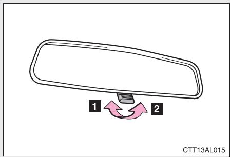 TOYOTA Matrix (2014) - 1-3. Equipements réglables (sièges, rétroviseurs, volant) Rétroviseur interieur anti-éblouissement - 1