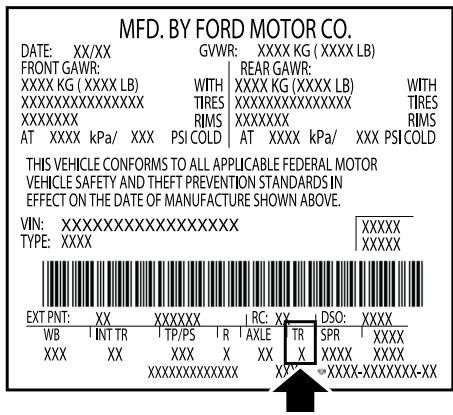 FORD F-150 (2018) - DÉSIGNATION DU CODE DE BOITE DE VITESSES - 1