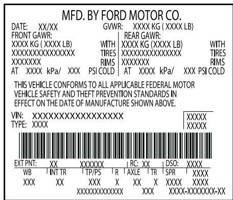 FORD F-150 (2018) - ÉTIQUETTE D'HOMOLOGATION DU VÉHICULE - 1