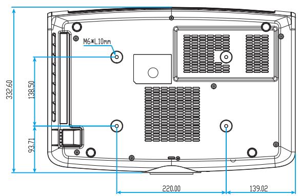 OPTOMA UHZ68LV - Dimensions du projecteur et installation au plafond - 2