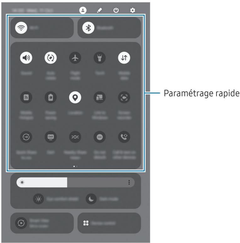 SAMSUNG SMX710 - Utiliser le volet de paramétrage rapide - 1