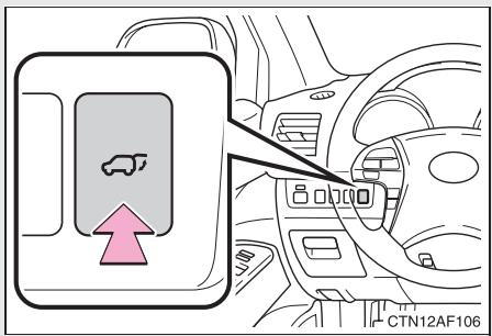 TOYOTA Highlander (2009) - ■ Ouverture du hayon depuis l'intérieur du vehicule (vehicules équipés d'un hayon à commande électrique) - 1