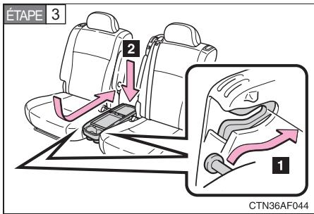 TOYOTA Highlander (2009) - ETAPE 2 Déposez le siège central de la deuxième rangée. (→P. 96) - 1