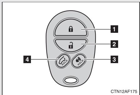 TOYOTA Highlander (2009) - 1-2. Ouverture, fermetre et verrouillage des portes   Télécommande du verrouillage centralisé - 2