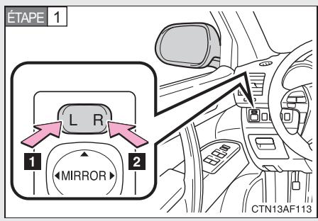 TOYOTA Highlander (2009) - 1-3. Équipements régibles (sièges, rétroviseurs, volant de direction) Rétroviseurs extérieurs - 1