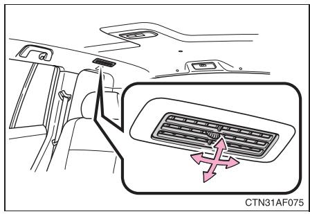 TOYOTA Highlander (2009) - Orientation et ouverture/fermeture des aérateurs de pavillon - 1