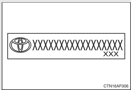 TOYOTA Highlander (2009) - Étiquettes de prévention contre le vol (États-Unis) - 1