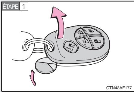 TOYOTA Highlander (2009) - ■ Remplacement de la pile (vehicules sans système d'accès et de démarrage “mains libres”) - 1