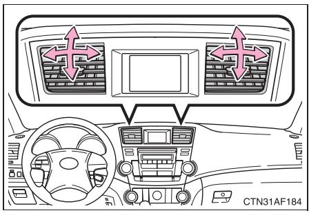 TOYOTA Highlander (2009) - Orientation et ouverture/fermeture des aérateurs - 1