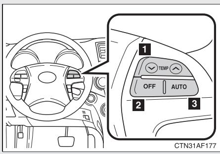 TOYOTA Highlander (2009) - 3-1. Utilisation du système de climatisation et du désembuage Utilisation des commandes de climatisation au volant* - 1