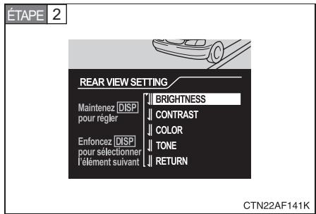 TOYOTA Highlander (2009) - Réglage de l'écran du système de rétrovision - 2