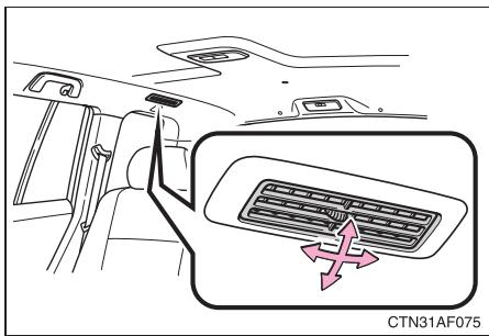 TOYOTA Highlander (2009) - Orientation et ouverture/fermeture des aérateurs de pavillon - 1