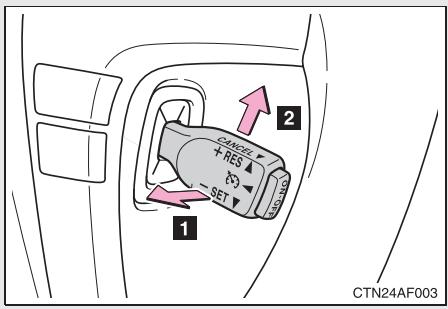 TOYOTA Highlander (2009) - Annulation et reprise de la vitesse programmée - 1