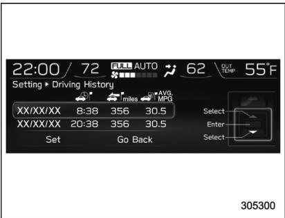 SUBARU WRX STI (2019) - Réglage de l'historique de conduite - 1