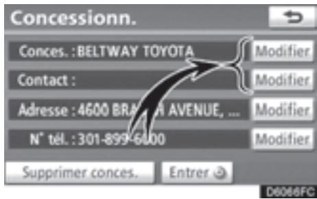 TOYOTA 4runner (2010) - Effleurez la touche "Modifier" adjacente à l'élement que vous souhaitez modifier. - 1
