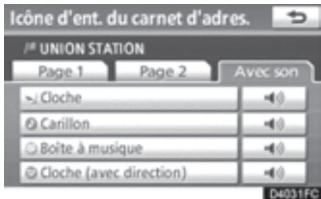 TOYOTA 4runner (2010) - Sur l'écran "Icône d'ent. du carnet d'adres.", effleurez la touche "Avec son". - 1