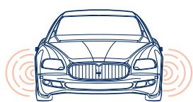 Maserati Quattroporte (2008-2012) - Champ d'action des capteurs - 3