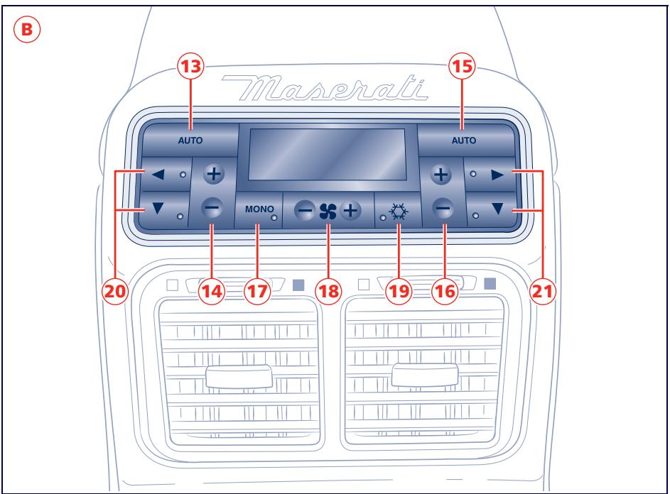 Maserati Quattroporte (2008-2012) - Commandes arrêté climatiseur automatique (B) (sur demande) - 1