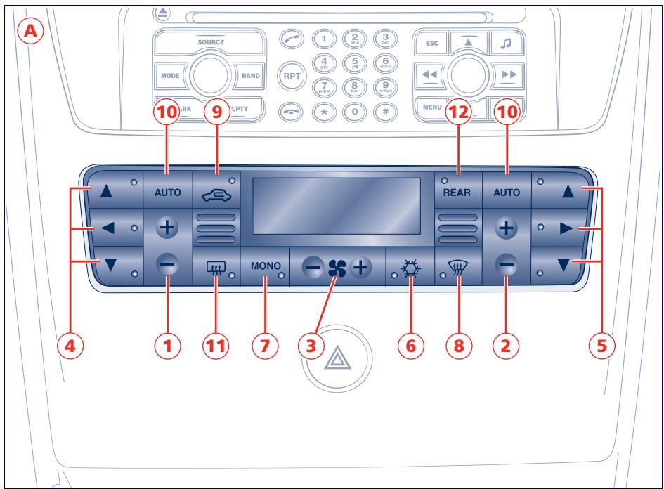 Maserati Quattroporte (2008-2012) - Commandes avant climatisationur automatique (A) - 1