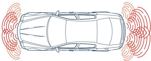 Maserati Quattroporte (2008-2012) - Champ d'action des capteurs - 5