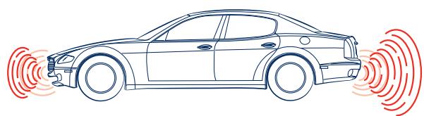 Maserati Quattroporte (2008-2012) - Champ d'action des capteurs - 4