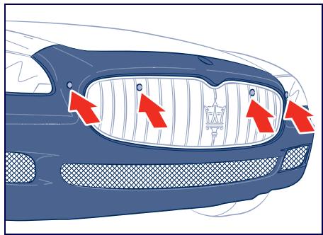 Maserati Quattroporte (2008-2012) - Champ d'action des capteurs - 1